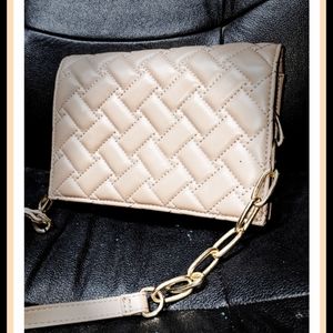 Forever 21 crossbody light rose pink purse w/ gold chain link strap. 🌷🌹🪷👛👜